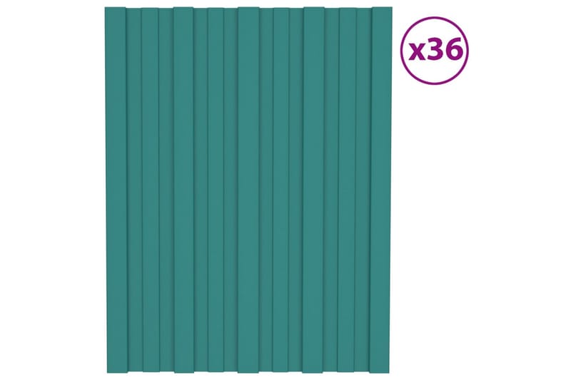 Takplater 36 stk grønn 60x45 cm galvanisert stål - Hus & oppussing - Bygg - Gulv, vegg & tak - Tak & isolering - Entretak & skjermtak