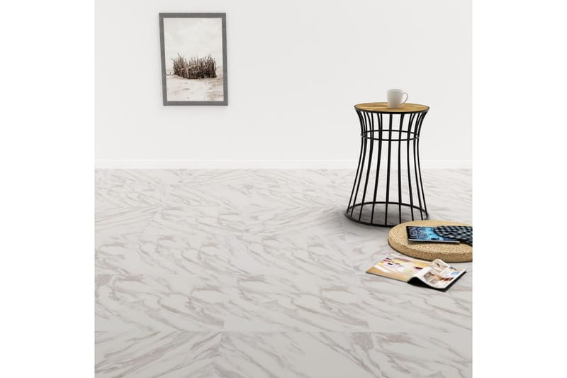 Selvklebende PVC-gulvplanker 5,11 m² hvit marmor - Hus & oppussing - Bygg - Gummi & plast - Selvheftende plast
