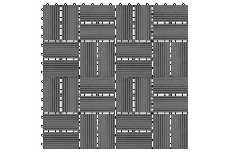 Terrassebord 11 stk WPC 30x30 cm 1 kvm grå - Hus & oppussing - Bygg - Gulv, vegg & tak - Gulv - Vinylgulv & plastgulv