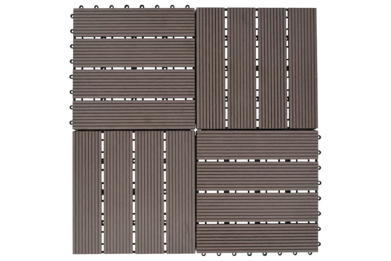 Terrassebord 11 stk WPC 30x30 cm 1 kvm mørkebrun - Hus & oppussing - Bygg - Tre & virke - Heller & terrassevirke - Trehelle & gulvhelle