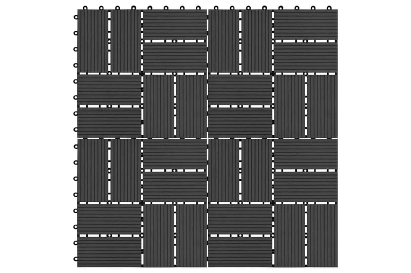 Terrassebord 11 stk WPC 30x30 cm 1 kvm svart - Hus & oppussing - Bygg - Tre & virke - Heller & terrassevirke - Trehelle & gulvhelle