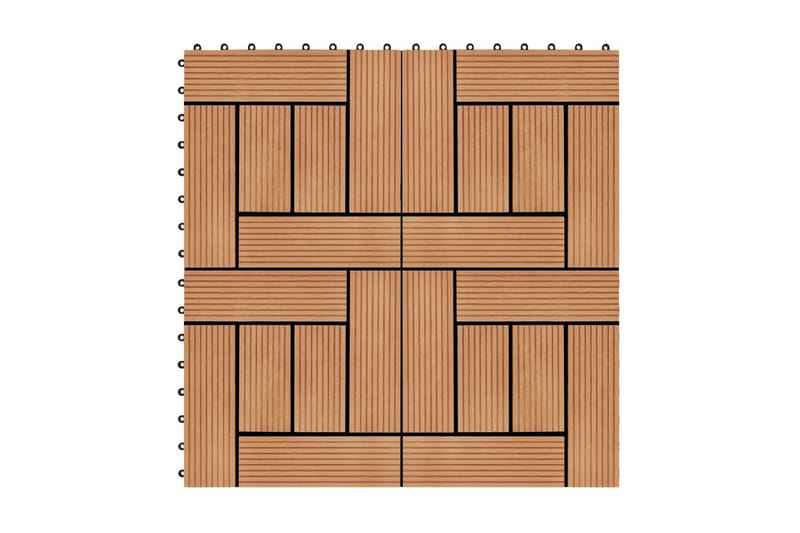 Terrassebord 11 stk WPC 30x30 cm 1 kvm teak-farget - Hagemøbler - Balkong - Balkonggulv - Treheller & trefliser balkong