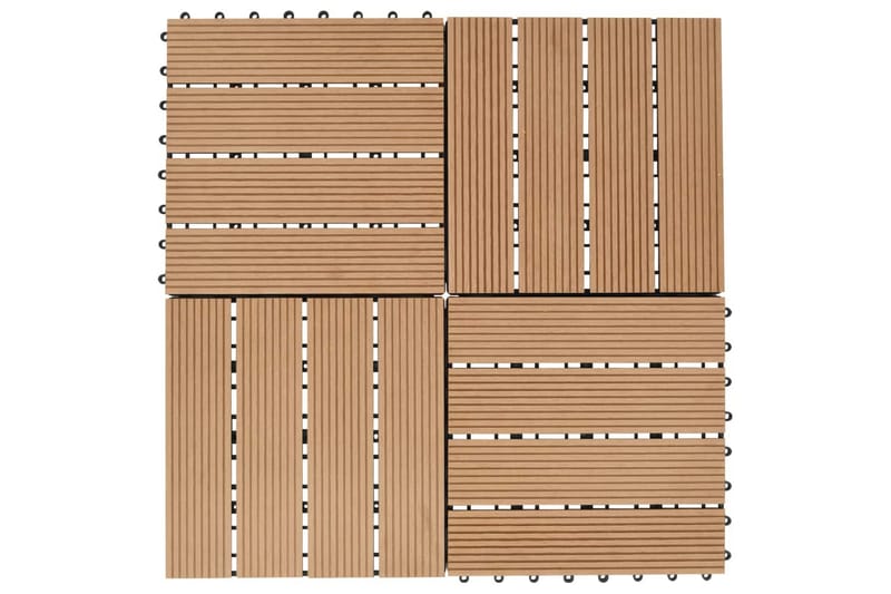 Terrassebord 11 stk WPC 30x30 cm 1 kvm teak-farget - Hus & oppussing - Bygg - Tre & virke - Heller & terrassevirke - Trehelle & gulvhelle