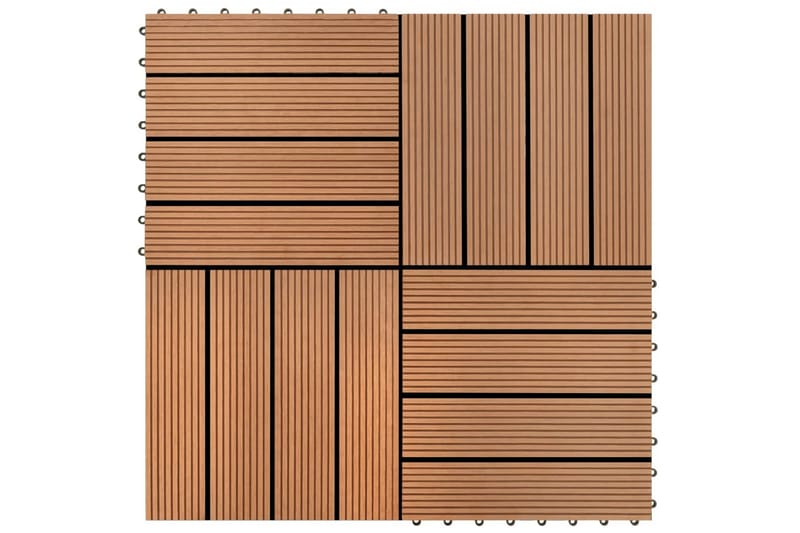 Terrassebord 22 stk 30x30cm 2 kvm WPC brun - Brun - Hus & oppussing - Bygg - Tre & virke - Heller & terrassevirke - Trehelle & gulvhelle