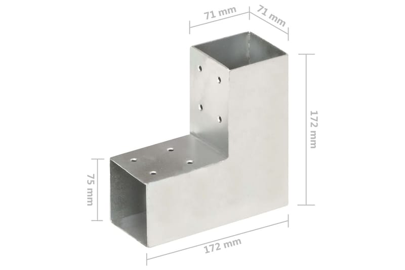 Stolpesko 4 stk L-form galvanisert metall 71x71 mm - Hus & oppussing - Innsynsbeskyttelse & innhegning - Gjerde - Gjerdestolpe