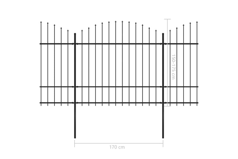Hagegjerde med spydtopp stål (1,5-1,75)x13,6 m svart - Hus & oppussing - Innsynsbeskyttelse & innhegning - Gjerde - Smijernsgjerde & jerngjerde