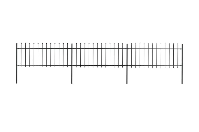 Hagegjerde med spydtopp stål 5,1x0,8 m svart