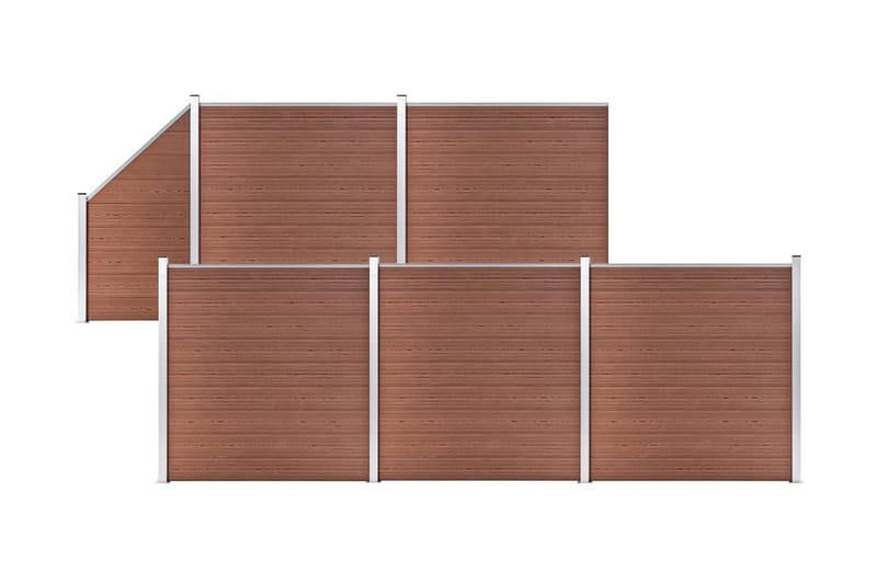 Gjerdesett WPC 5 firkantet + 1 slisset 965x186 cm brun - Hus & oppussing - Innsynsbeskyttelse & innhegning - Gjerde - Tregjerde