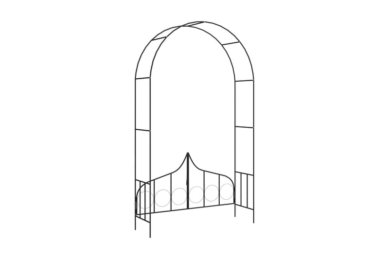 Hagebue med port svart 138x40x238 cm jern - Hagemøbler - Solbeskyttelse - Pergola