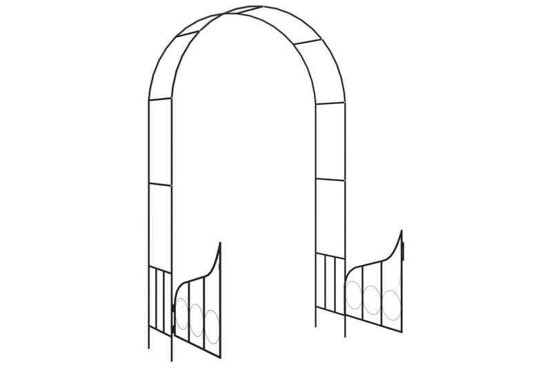 Hagebue med port svart 138x40x238 cm jern - Hus & oppussing - Innsynsbeskyttelse & innhegning - Port - Tregrind