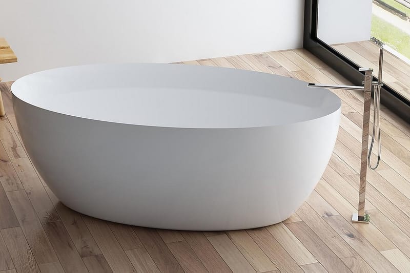 Bathlife Modern Badekar 160 cm  Ovalt Frittstående - Hvit - Hus & oppussing - Kjøkken & bad - Baderom - Badekar - Frittstående badekar