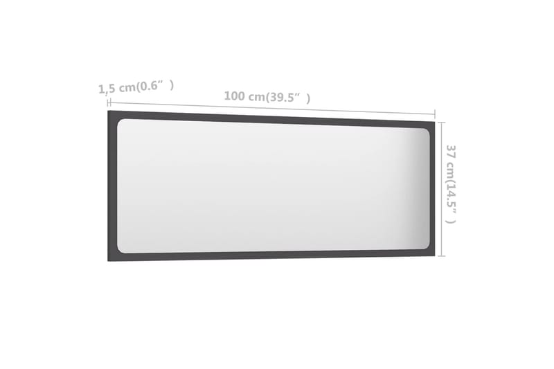 Baderomsspeil grå 100x1,5x37 cm sponplate - Grå - Hus & oppussing - Kjøkken & bad - Baderom - Baderomsmøbler - Baderomsspeil