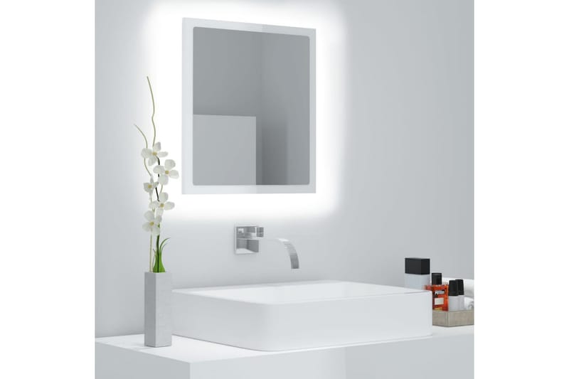 LED Baderomsspeil høyglans hvit 40x8,5x37 cm sponplate - Hvit - Hus & oppussing - Kjøkken & bad - Baderom - Baderomsmøbler - Baderomsspeil
