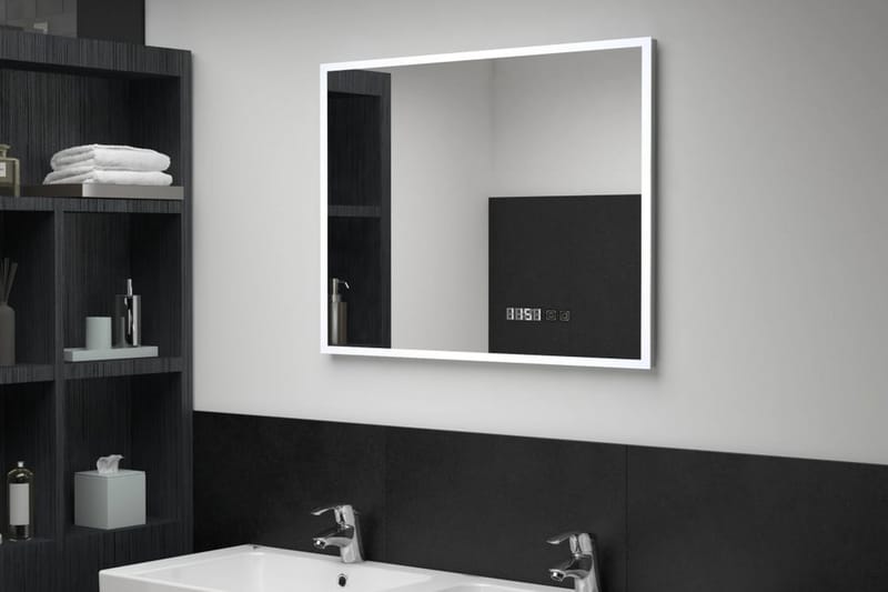 LED-speil til bad med berøringssensor og tidsvisning 80x60cm - Hus & oppussing - Kjøkken & bad - Baderom - Baderomsmøbler - Baderomsspeil