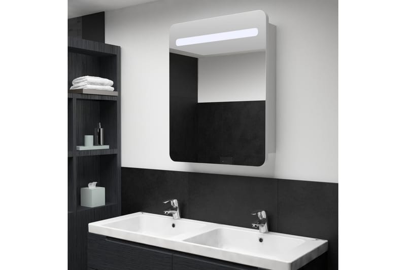 LED-speilskap til bad 60x11x80 cm - Hvit - Hus & oppussing - Kjøkken & bad - Baderom - Baderomsmøbler - Baderomsspeil