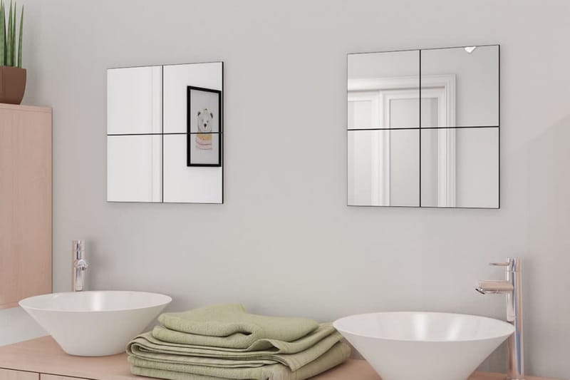 Speilfliser rammeløs glass 8 stk 20,5 cm - Hus & oppussing - Kjøkken & bad - Baderom - Baderomsmøbler & baderomsinnredning - Baderomsspeil