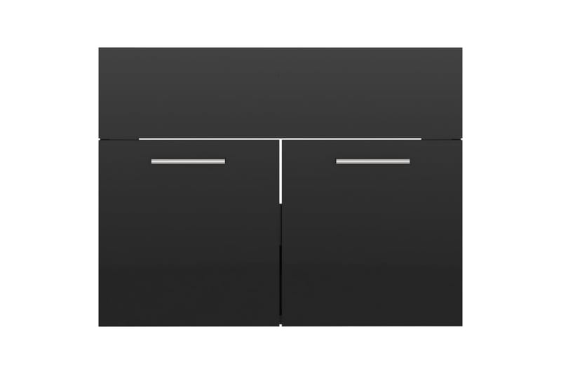 Baderomsmøbelsett 2 stk høyglans svart sponplate - Svart - Hus & oppussing - Kjøkken & bad - Baderom - Baderomsmøbler - Komplette møbelpakker