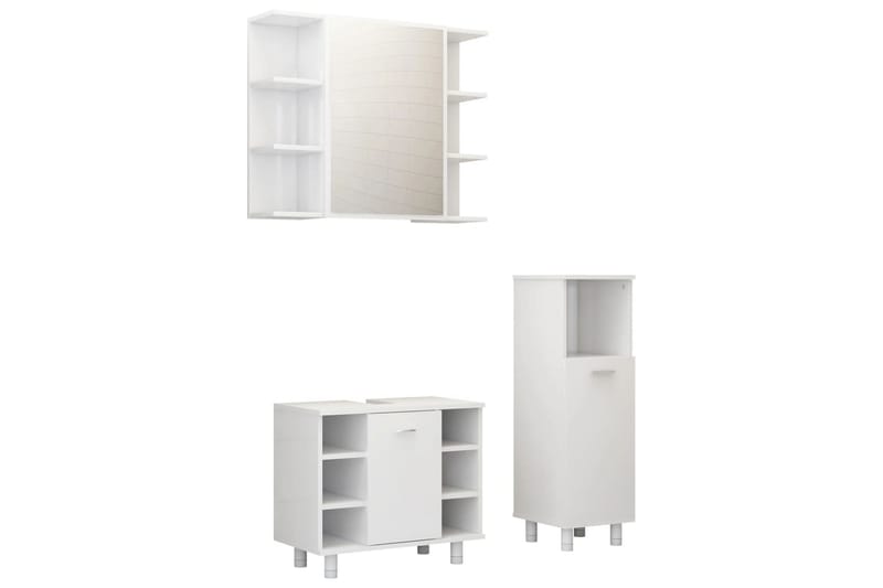 Baderomsmøbler 3 deler hvit sponplate - Hus & oppussing - Kjøkken & bad - Baderom - Baderomsmøbler - Komplette møbelpakker