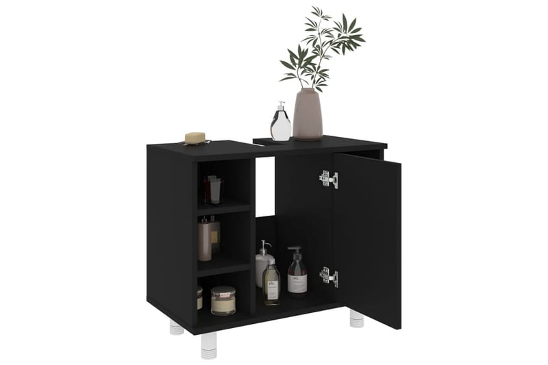 Baderomsmøbler 3 deler svart sponplate - Hus & oppussing - Kjøkken & bad - Baderom - Baderomsmøbler - Komplette møbelpakker