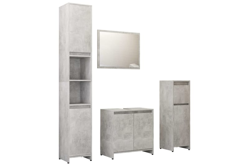 Baderomsmøbler 4 deler betonggrå sponplate - Hus & oppussing - Kjøkken & bad - Baderom - Baderomsmøbler - Komplette møbelpakker