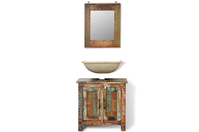 Kabinettskap med speil av gjenvunnet tre - Hus & oppussing - Kjøkken & bad - Baderom - Baderomsmøbler & baderomsinnredning - Komplette møbelpakker
