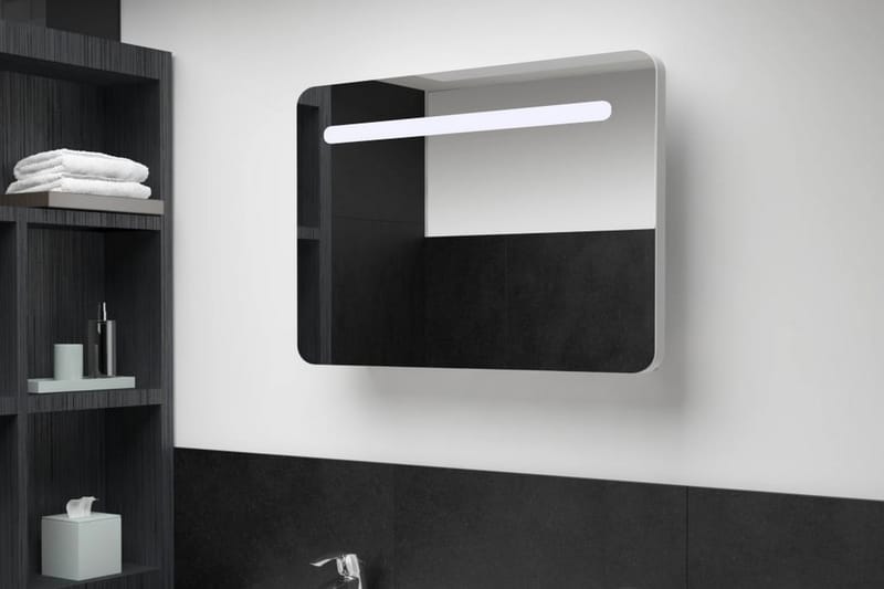 LED-speilskap til bad 80x11x55 cm - Hvit - Hus & oppussing - Kjøkken & bad - Baderom - Baderomsmøbler & baderomsinnredning - Speilskap