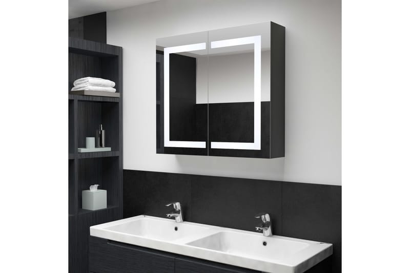 LED-speilskap til bad 80x12,2x68 cm - Antrasittgrå - Hus & oppussing - Kjøkken & bad - Baderom - Baderomsmøbler & baderomsinnredning - Speilskap