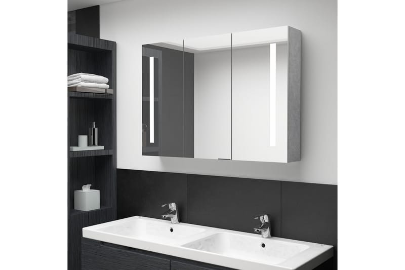 LED-speilskap til bad betonggrå 89x14x62 cm - Hus & oppussing - Kjøkken & bad - Baderom - Baderomsmøbler & baderomsinnredning - Speilskap