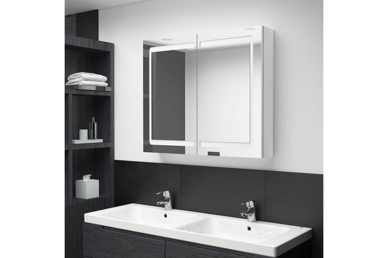 LED-speilskap til bad blank hvit 80x12x68 cm - Hvit - Hus & oppussing - Kjøkken & bad - Baderom - Baderomsmøbler - Speilskap