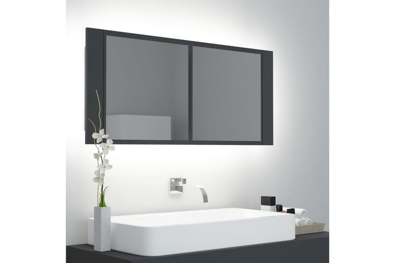 LED-speilskap til baderom grå 100x12x45 cm - Grå - Hus & oppussing - Kjøkken & bad - Baderom - Baderomsmøbler & baderomsinnredning - Speilskap