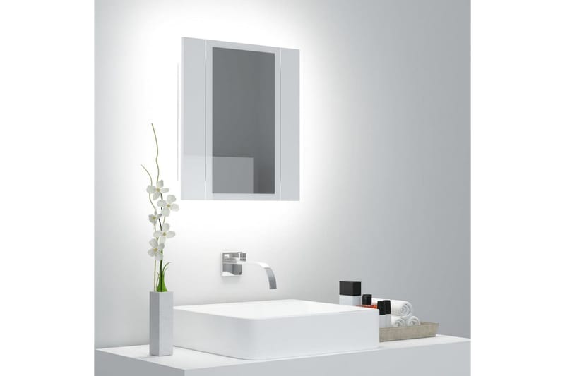 LED-speilskap til baderom høyglans hvit 40x12x45 cm - Hvit - Hus & oppussing - Kjøkken & bad - Baderom - Baderomsmøbler - Speilskap