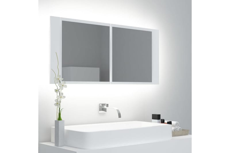 LED-speilskap til baderom hvit 100x12x45 cm - Hvit - Hus & oppussing - Kjøkken & bad - Baderom - Baderomsmøbler - Speilskap