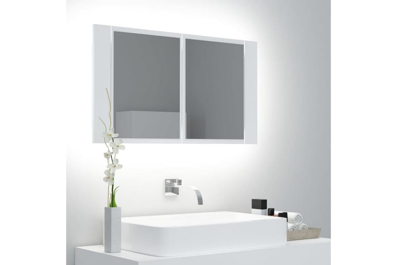 LED-speilskap til baderom hvit 80x12x45 cm - Hvit - Hus & oppussing - Kjøkken & bad - Baderom - Baderomsmøbler & baderomsinnredning - Speilskap
