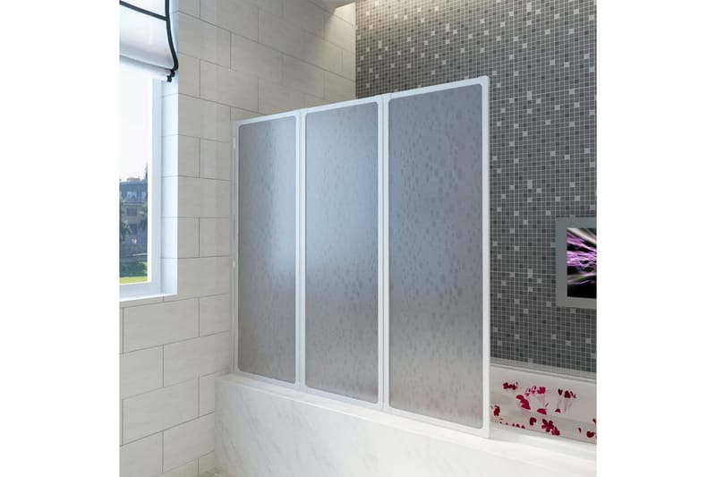 Badekarskjerm 117 x 120 cm 3 paneler sammenleggbare - Hus & oppussing - Kjøkken & bad - Baderom - Dusjer - Dusjvegger