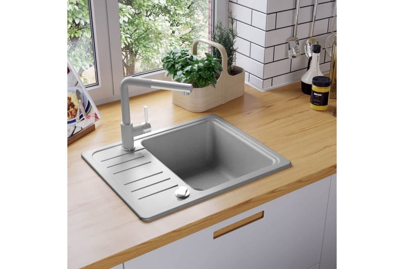 Kjøkkenvask enkel kum granitt grå