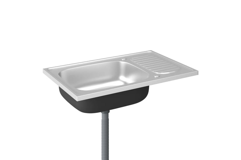 Kjøkkenvask med avrenning sølv 800x600x155 mm rustfritt stål - Silver - Hus & oppussing - Kjøkken & bad - Baderom - Servant og håndvask - Enkel vask