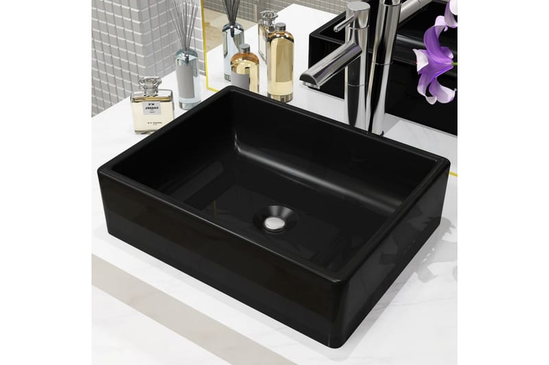 Servant keramisk rektangulӕr svart 41x30x12 cm - Hus & oppussing - Kjøkken & bad - Baderom - Servant og håndvask - Enkel vask