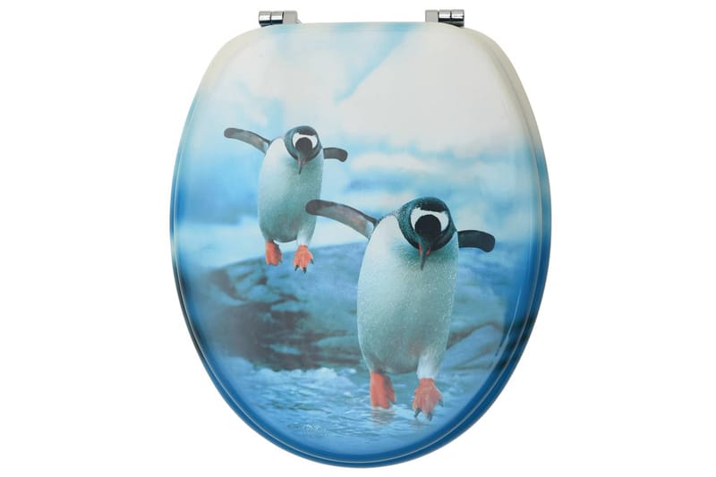 Toalettseter med lokk 2 stk MDF pingvindesign - Flerfarget - Hus & oppussing - Kjøkken & bad - Baderom - Toaletter - Toalettsete