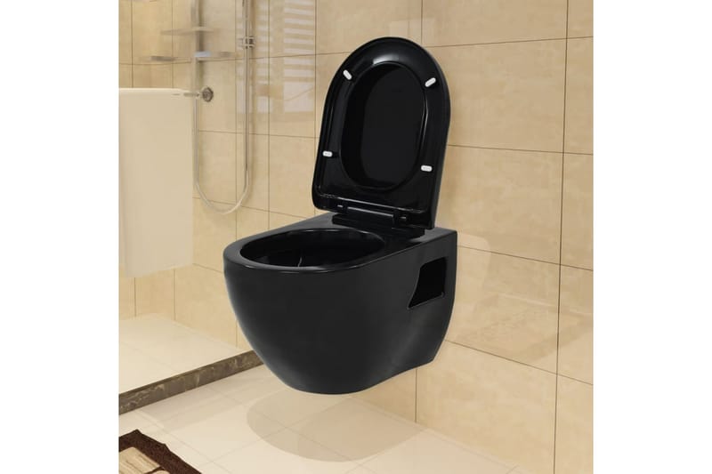 Vegghengt toalett i svart keramikk - Hus & oppussing - Kjøkken & bad - Baderom - Toaletter - Vegghengt