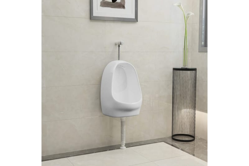 Vegghengt urinal med spyleventil keramisk hvit - Hvit - Hus & oppussing - Kjøkken & bad - Baderom - Toaletter - Vegghengt