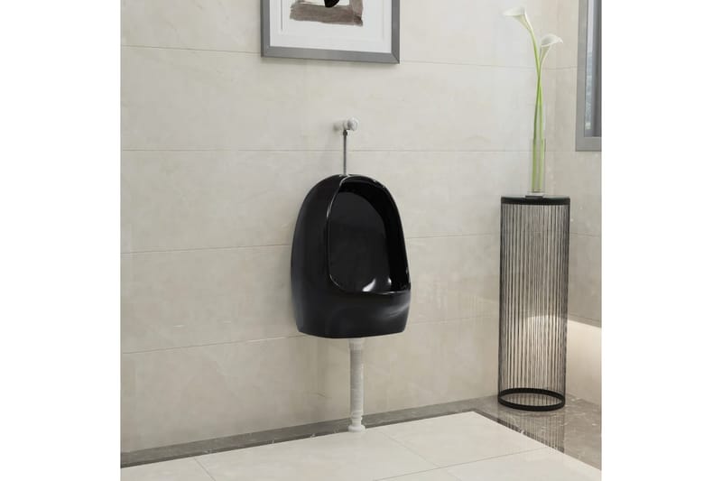 Vegghengt urinal med spyleventil keramisk svart - Svart - Hus & oppussing - Kjøkken & bad - Baderom - Toaletter - Vegghengt
