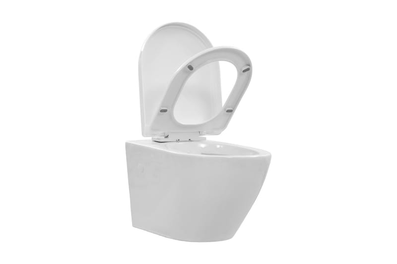 Veggmontert toalett kantløst keramikk hvit - Møbler - Stoler & lenestoler - Krakk - Fotskammel