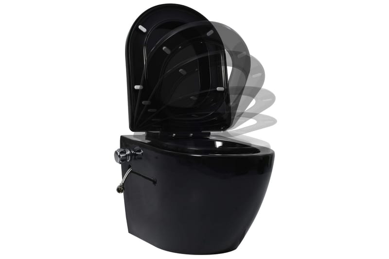 Veggmontert toalett med bidéfunksjon kantløst keramikk svart - Hus & oppussing - Kjøkken & bad - Baderom - Toaletter - Vegghengt