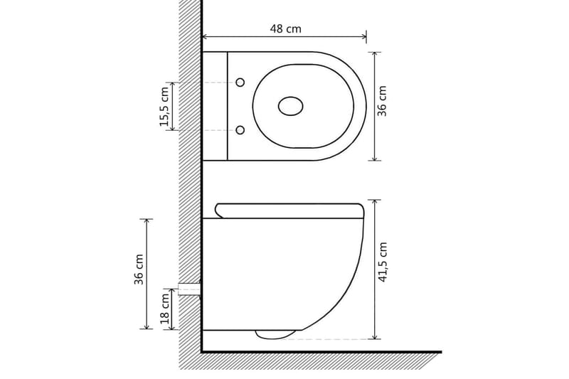 Veggmontert toalett med bidéfunksjon kantløst keramikk svart - Hus & oppussing - Kjøkken & bad - Baderom - Toaletter - Vegghengt