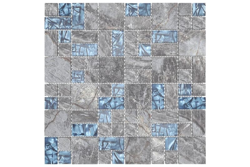 Selvklebende mosaikkfliser 11 stk grå og blå 30x30 cm glass - Flerfarget - Møbler - Bord - Serveringsvogn - Barglobus & jordklodenglobusbar
