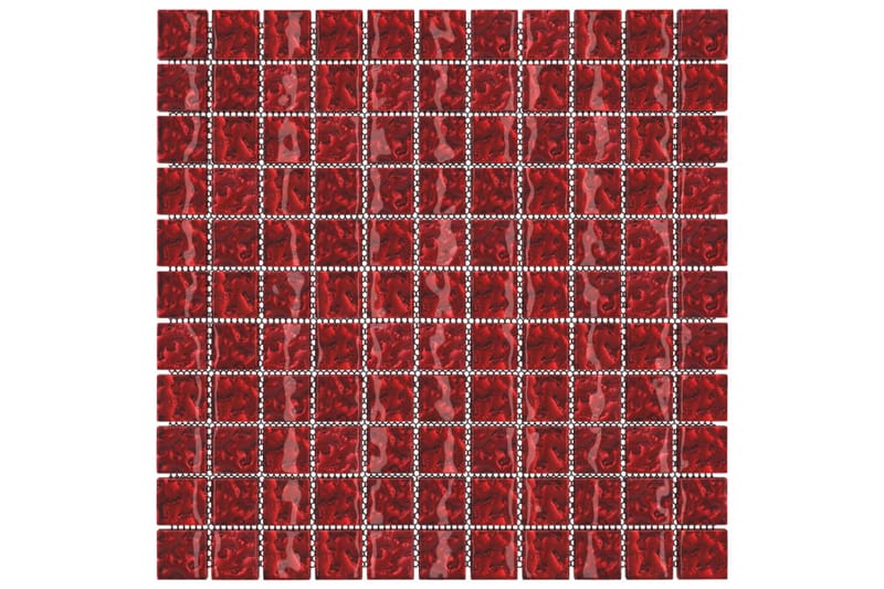 Selvklebende mosaikkfliser 11 stk rød 30x30 cm glass - Rød - Hus & oppussing - Kjøkken & bad - Fliser & klinker - Mosaikk - Glassmosaikk