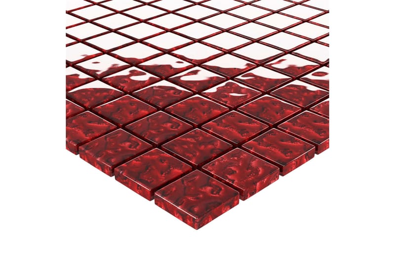 Selvklebende mosaikkfliser 11 stk rød 30x30 cm glass - Rød - Hus & oppussing - Kjøkken & bad - Fliser & klinker - Mosaikk - Glassmosaikk