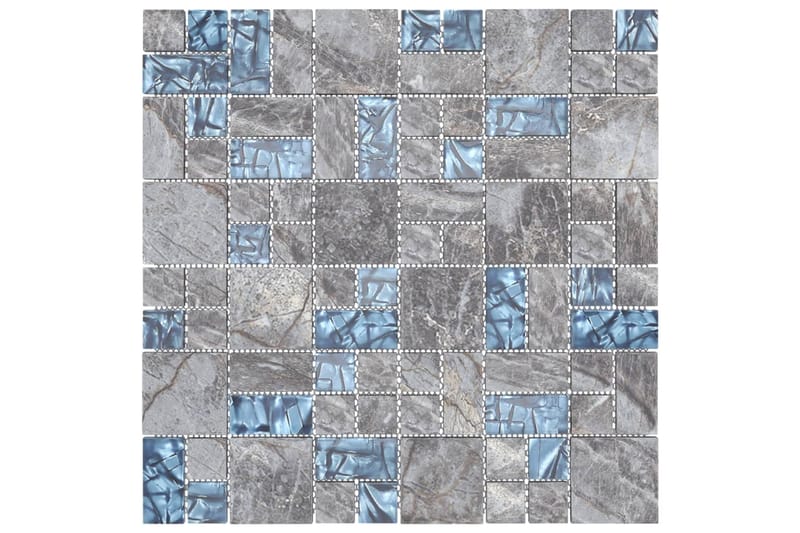 Selvklebende mosaikkfliser 22 stk grå og blå 30x30 cm glass - Flerfarget - Hus & oppussing - Kjøkken & bad - Fliser & klinker - Mosaikk - Glassmosaikk