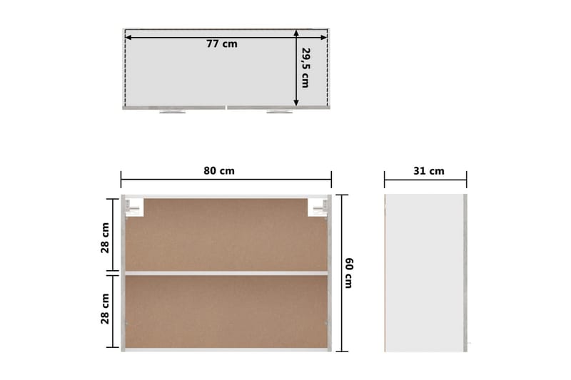 Kjøkkenskap betonggrå 80x31x60 cm sponplate - Grå - Hus & oppussing - Kjøkken & bad - Kjøkken & vaskerom - Kjøkkeninnredning - Kjøkkenskap