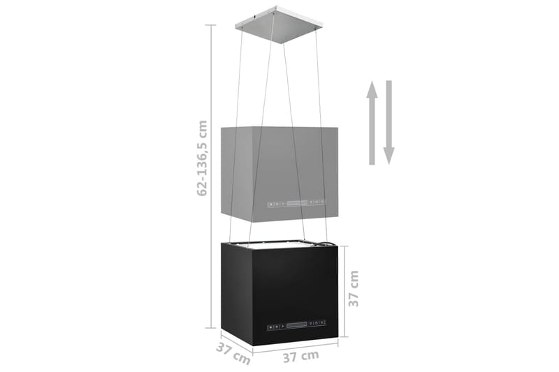 Fritthengende kjøkkenvifte sensor LCD 37cm stål - Svart - Hus & oppussing - Klimakontroll - Vifter